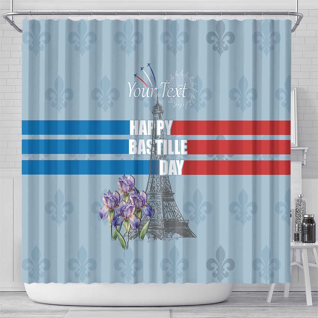 Personalized Fance Le 14 Juillet Shower Curtain Eiffel Tower with Iris Flower