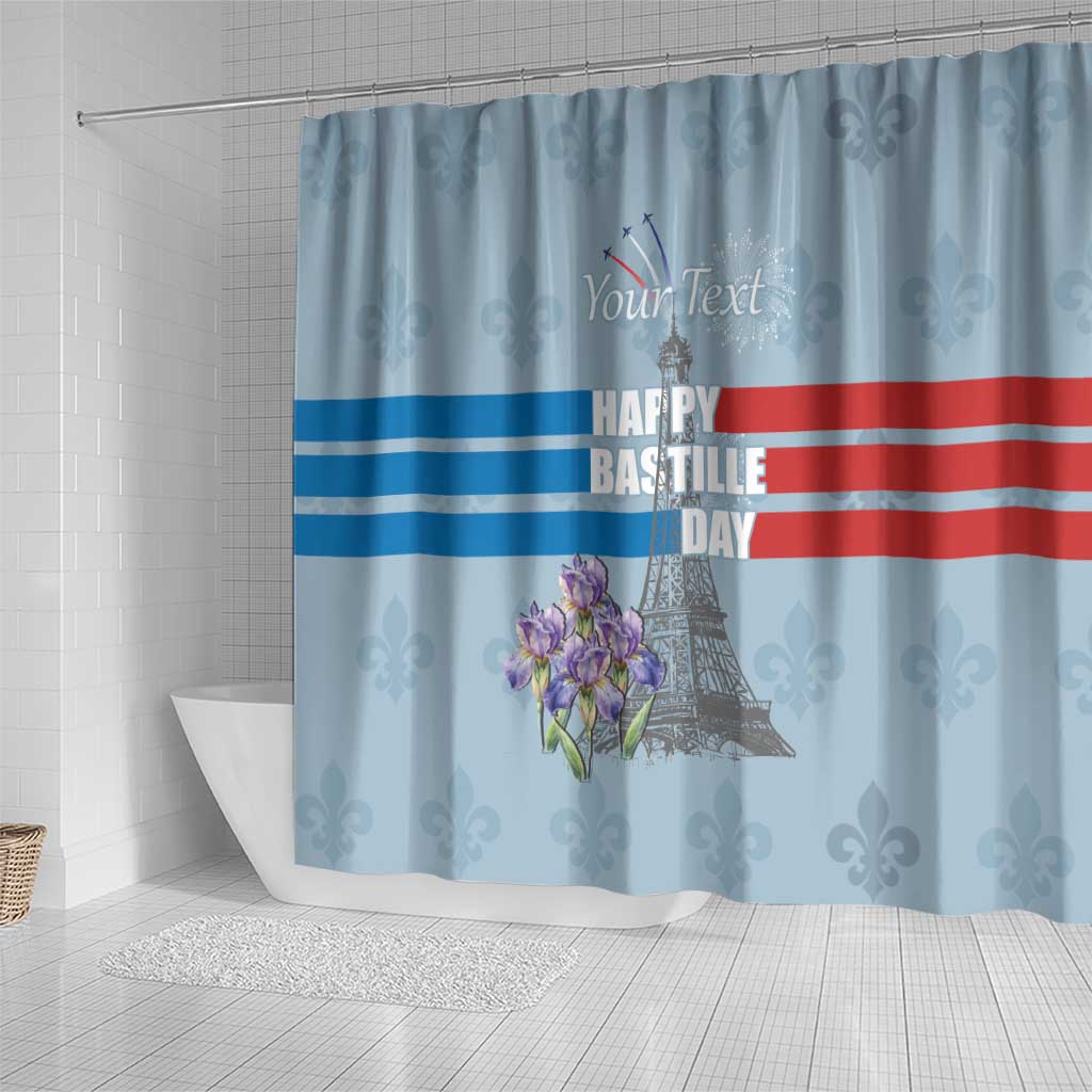 Personalized Fance Le 14 Juillet Shower Curtain Eiffel Tower with Iris Flower