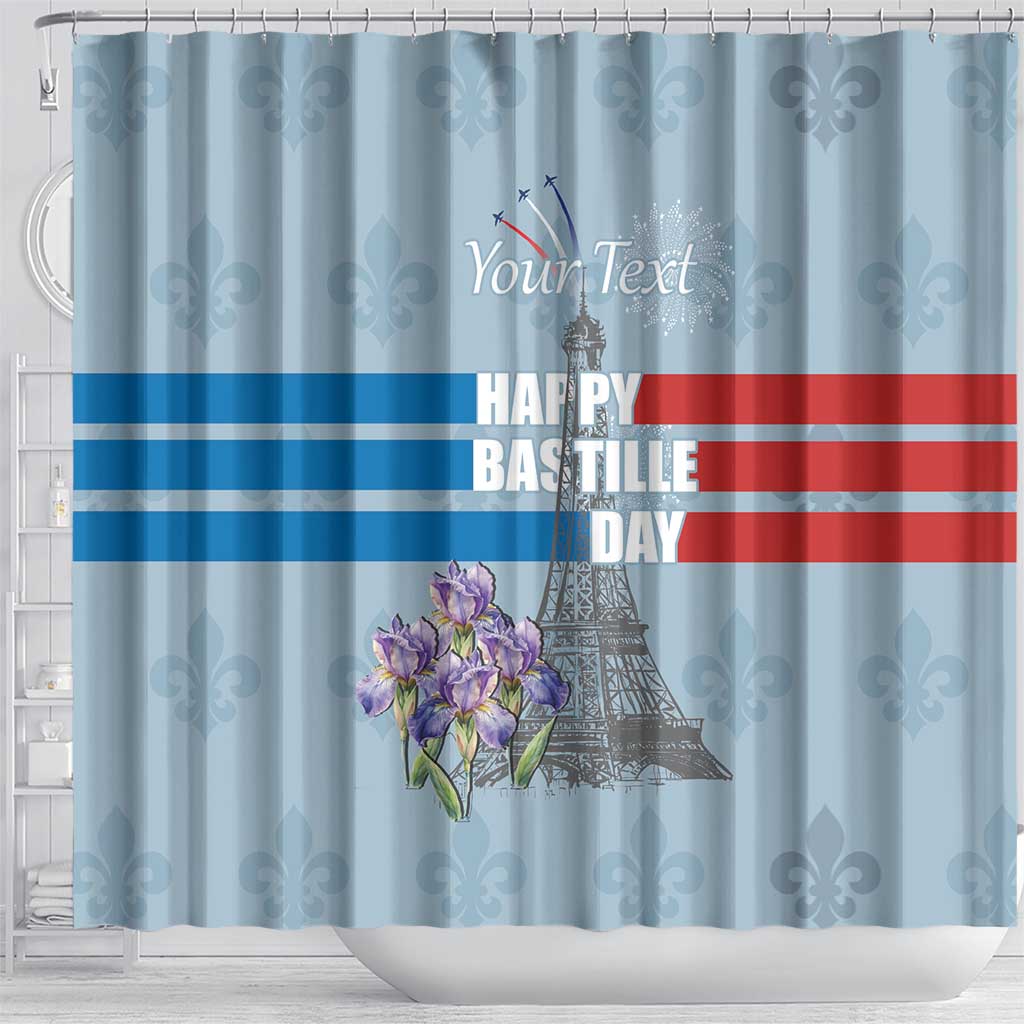 Personalized Fance Le 14 Juillet Shower Curtain Eiffel Tower with Iris Flower