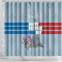 Personalized Fance Le 14 Juillet Shower Curtain Eiffel Tower with Iris Flower