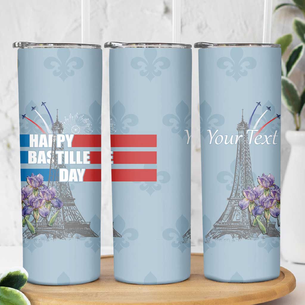 Personalized Fance Le 14 Juillet Skinny Tumbler Eiffel Tower with Iris Flower