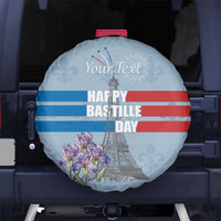 Personalized Fance Le 14 Juillet Spare Tire Cover Eiffel Tower with Iris Flower