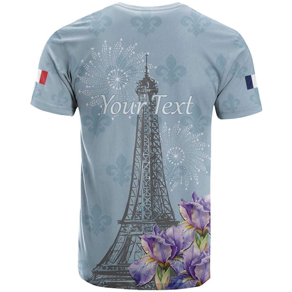 Personalized Fance Le 14 Juillet T Shirt Eiffel Tower with Iris Flower