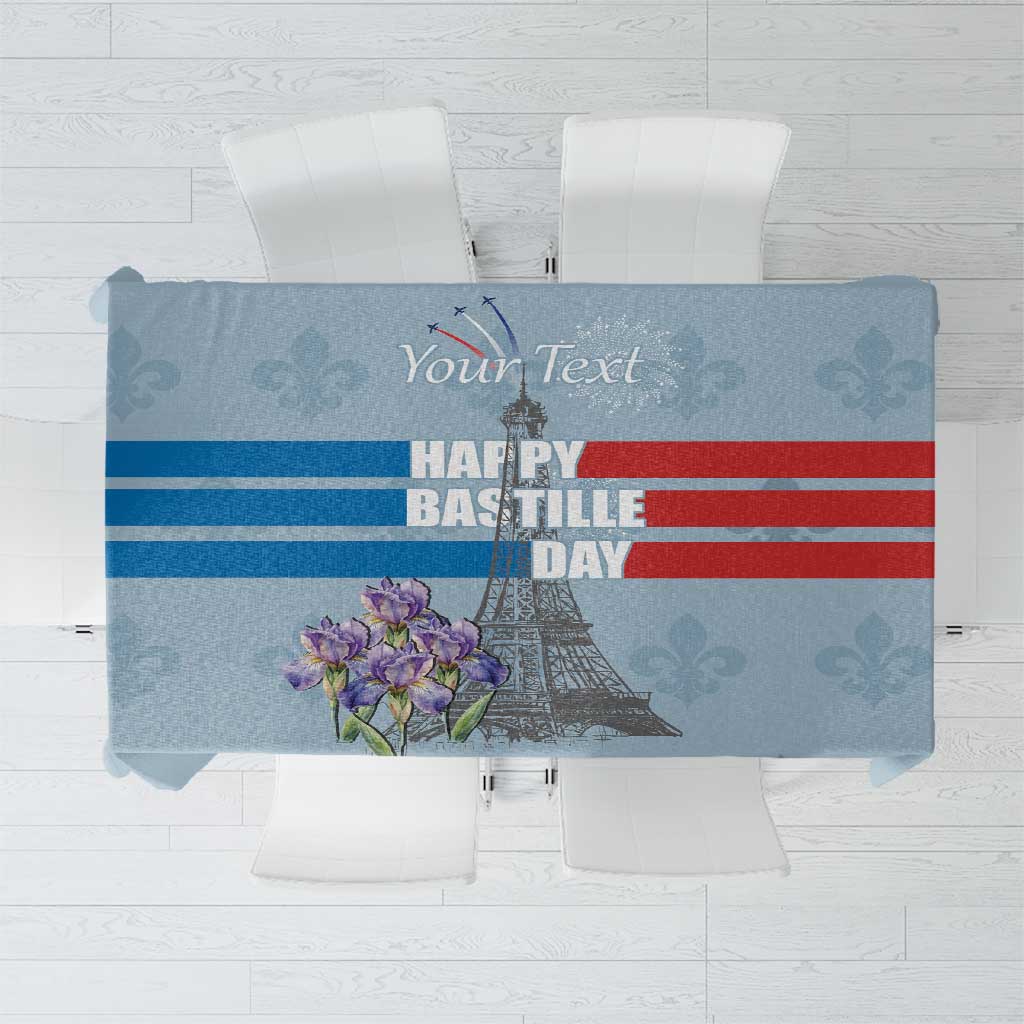 Personalized Fance Le 14 Juillet Tablecloth Eiffel Tower with Iris Flower