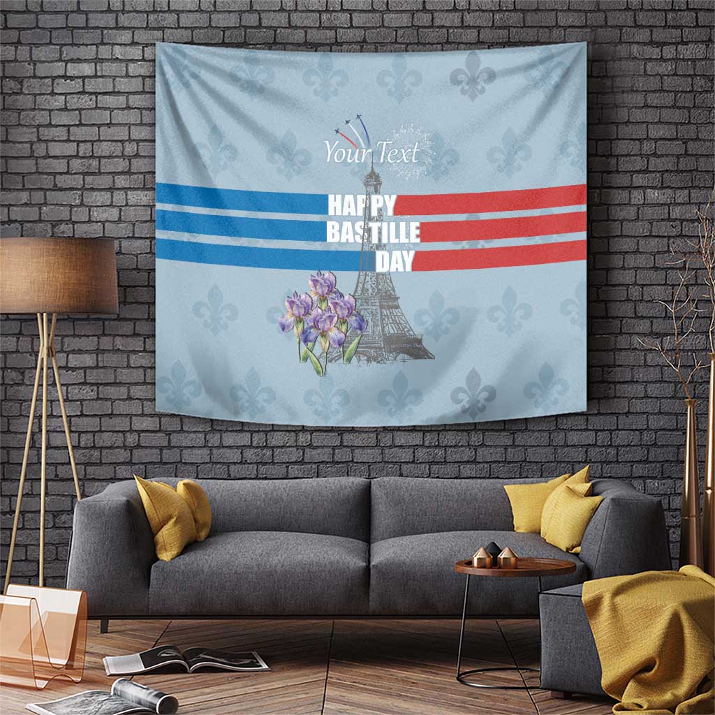 Personalized Fance Le 14 Juillet Tapestry Eiffel Tower with Iris Flower
