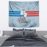 Personalized Fance Le 14 Juillet Tapestry Eiffel Tower with Iris Flower