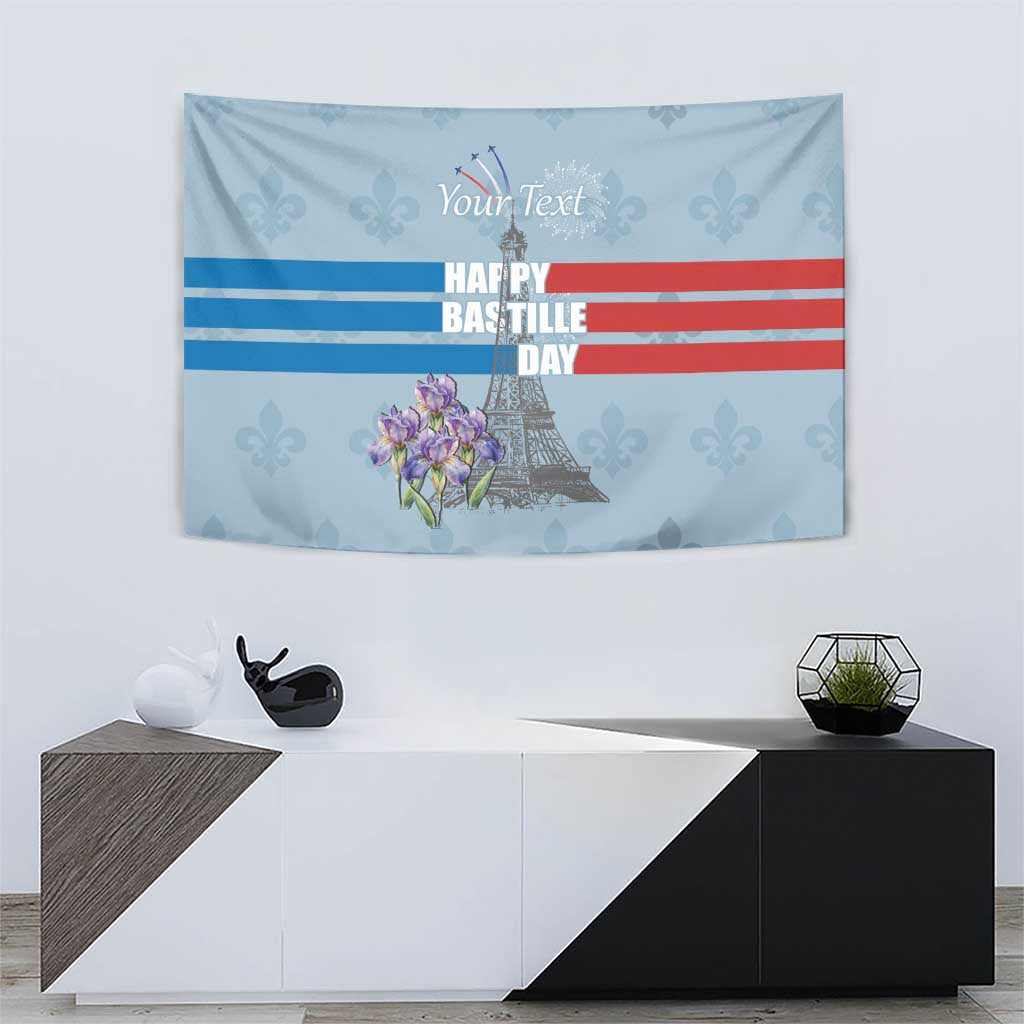 Personalized Fance Le 14 Juillet Tapestry Eiffel Tower with Iris Flower