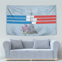 Personalized Fance Le 14 Juillet Tapestry Eiffel Tower with Iris Flower