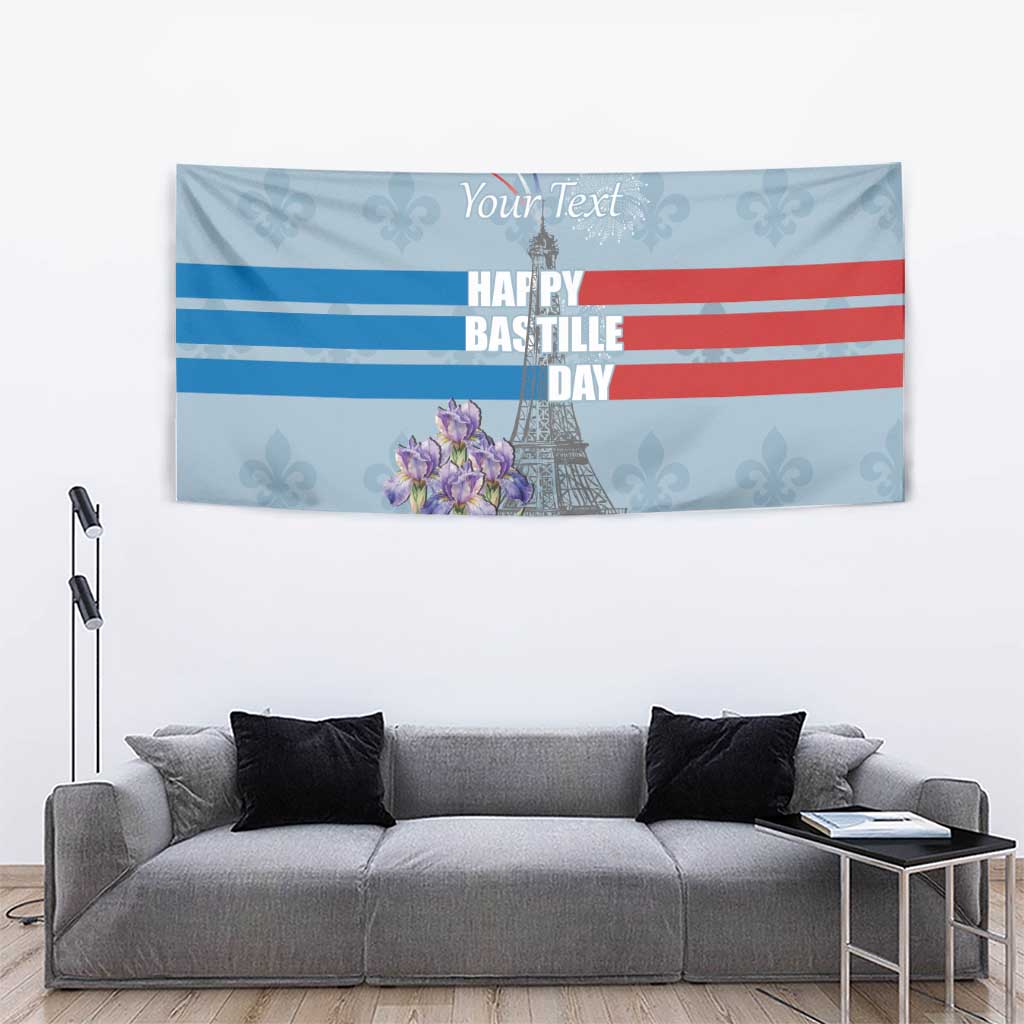 Personalized Fance Le 14 Juillet Tapestry Eiffel Tower with Iris Flower