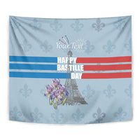 Personalized Fance Le 14 Juillet Tapestry Eiffel Tower with Iris Flower