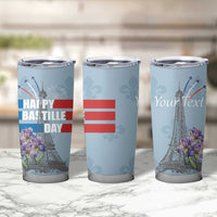 Personalized Fance Le 14 Juillet Tumbler Cup Eiffel Tower with Iris Flower
