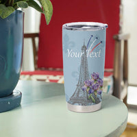 Personalized Fance Le 14 Juillet Tumbler Cup Eiffel Tower with Iris Flower