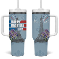 Personalized Fance Le 14 Juillet Tumbler With Handle Eiffel Tower with Iris Flower