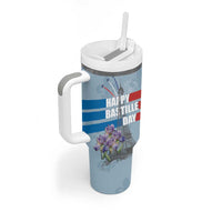 Personalized Fance Le 14 Juillet Tumbler With Handle Eiffel Tower with Iris Flower