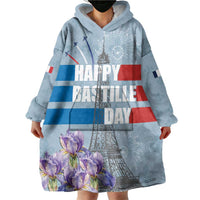 Personalized Fance Le 14 Juillet Wearable Blanket Hoodie Eiffel Tower with Iris Flower
