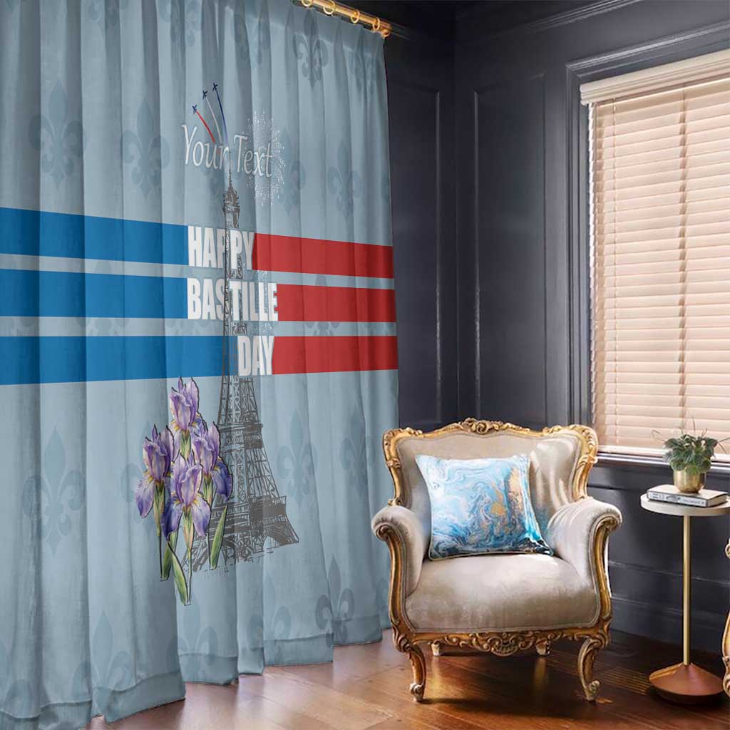 Personalized Fance Le 14 Juillet Window Curtain Eiffel Tower with Iris Flower