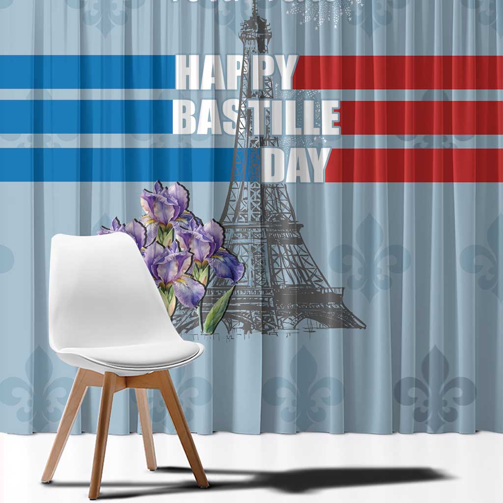 Personalized Fance Le 14 Juillet Window Curtain Eiffel Tower with Iris Flower