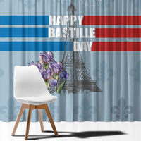 Personalized Fance Le 14 Juillet Window Curtain Eiffel Tower with Iris Flower