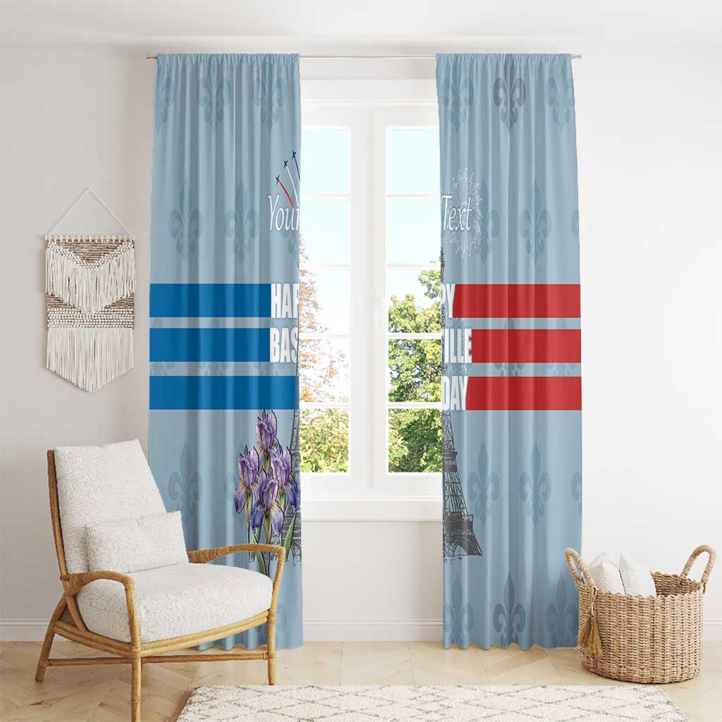 Personalized Fance Le 14 Juillet Window Curtain Eiffel Tower with Iris Flower