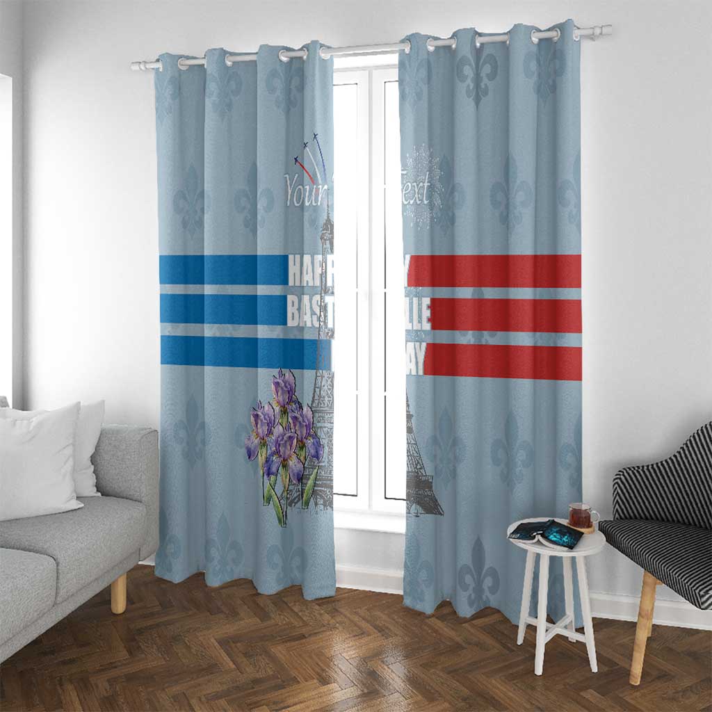 Personalized Fance Le 14 Juillet Window Curtain Eiffel Tower with Iris Flower