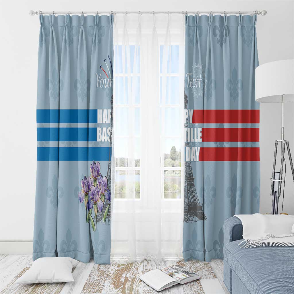 Personalized Fance Le 14 Juillet Window Curtain Eiffel Tower with Iris Flower