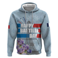 Personalized Fance Le 14 Juillet Zip Hoodie Eiffel Tower with Iris Flower