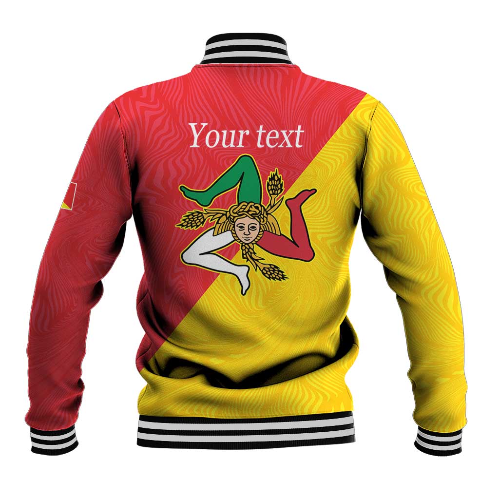 Personalized Italy Sicily Baseball Jacket Sicilia Gorgoneion with Triskeles