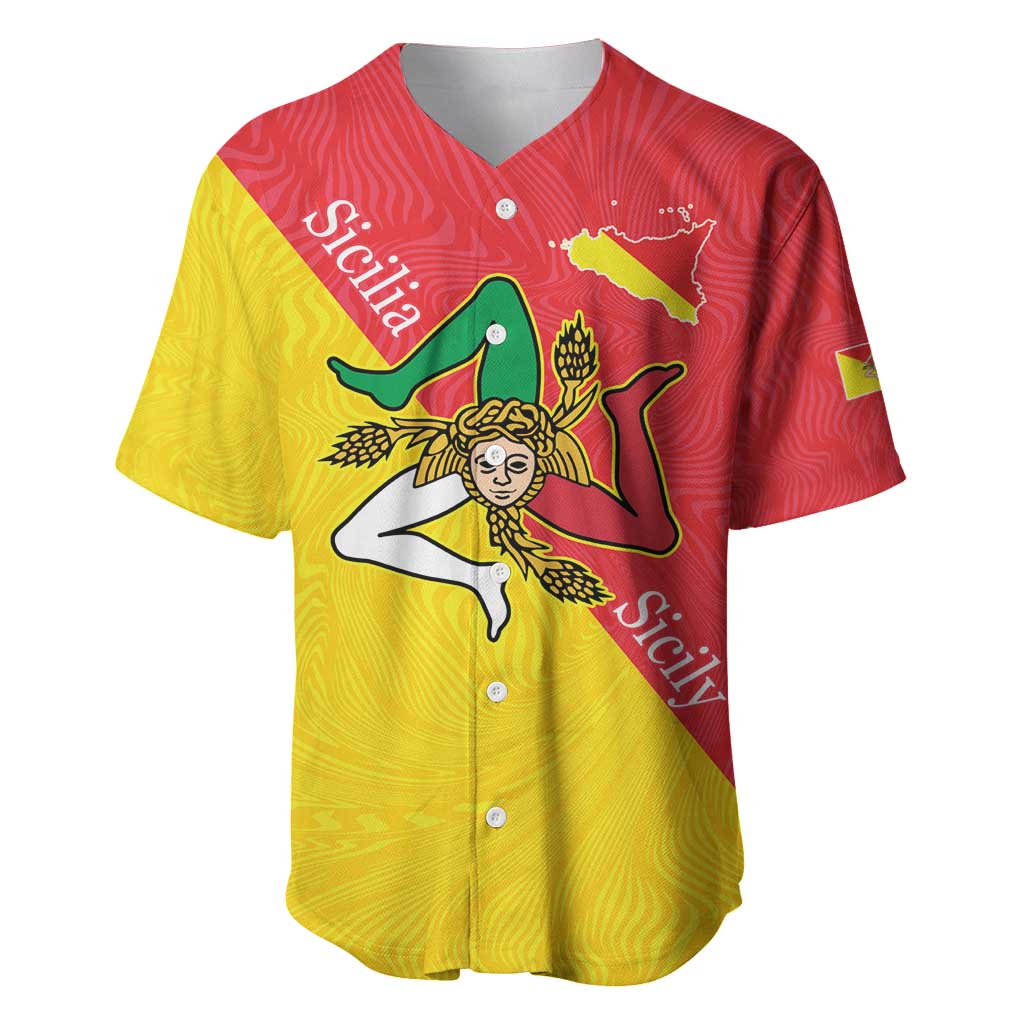 Personalized Italy Sicily Baseball Jersey Sicilia Gorgoneion with Triskeles