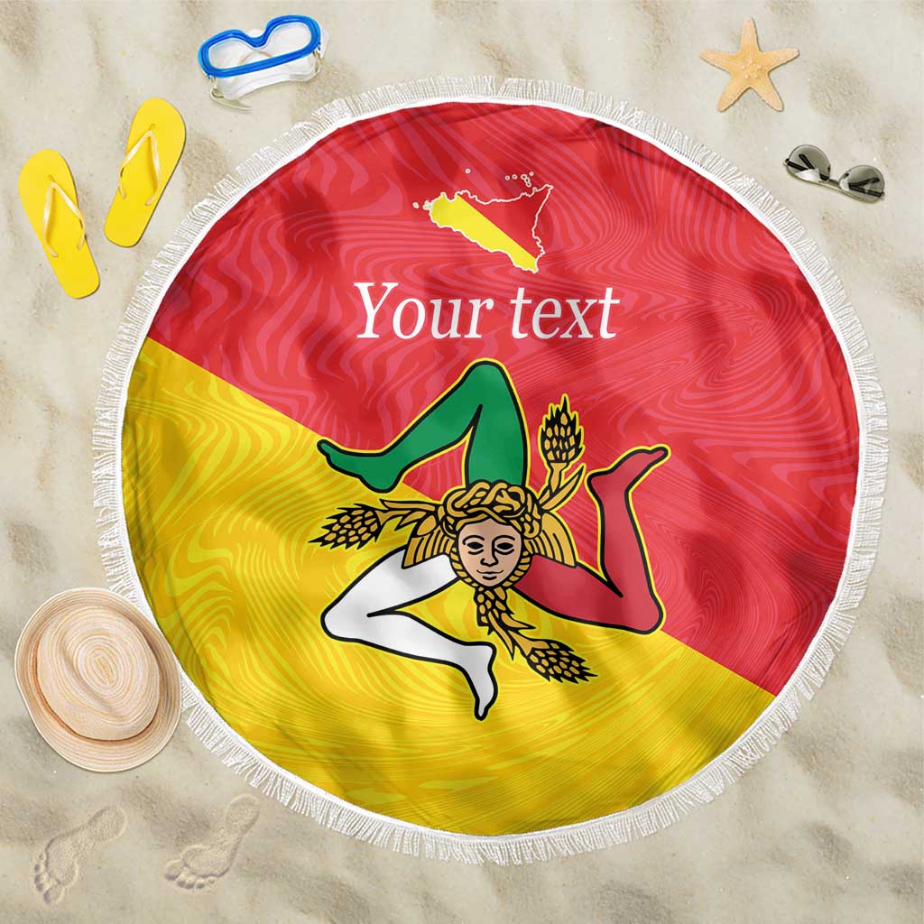 Personalized Italy Sicily Beach Blanket Sicilia Gorgoneion with Triskeles