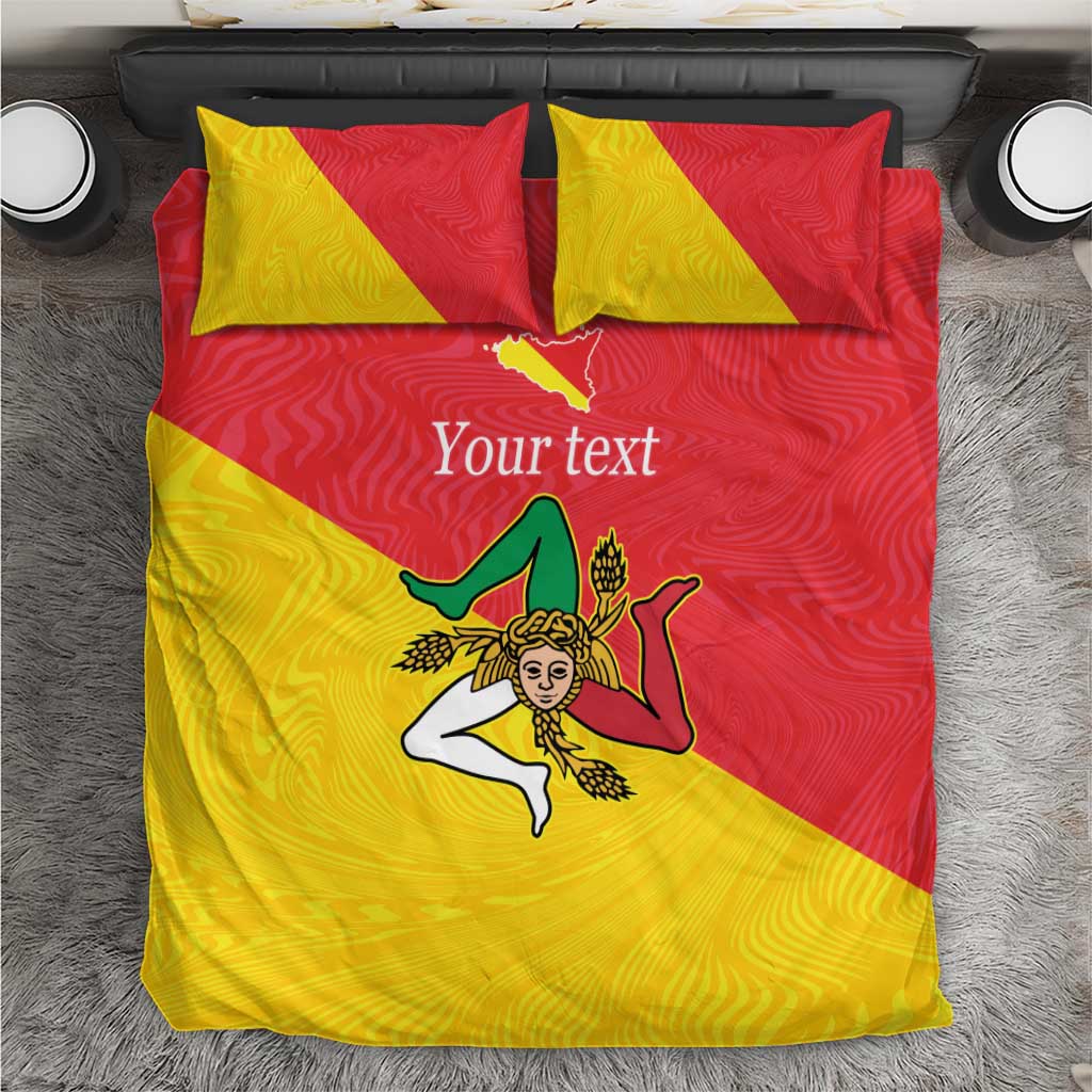 Personalized Italy Sicily Bedding Set Sicilia Gorgoneion with Triskeles