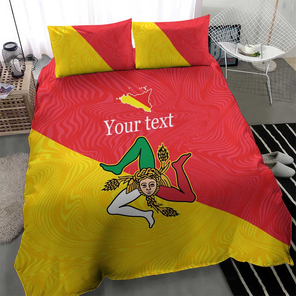 Personalized Italy Sicily Bedding Set Sicilia Gorgoneion with Triskeles