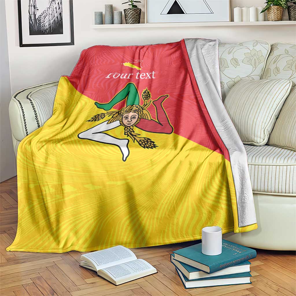 Personalized Italy Sicily Blanket Sicilia Gorgoneion with Triskeles