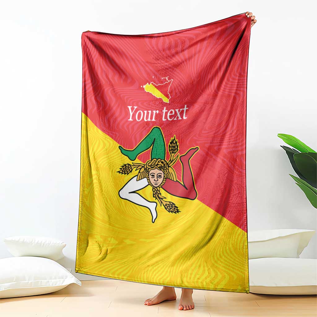 Personalized Italy Sicily Blanket Sicilia Gorgoneion with Triskeles