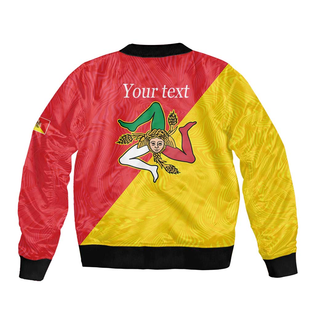 Personalized Italy Sicily Bomber Jacket Sicilia Gorgoneion with Triskeles