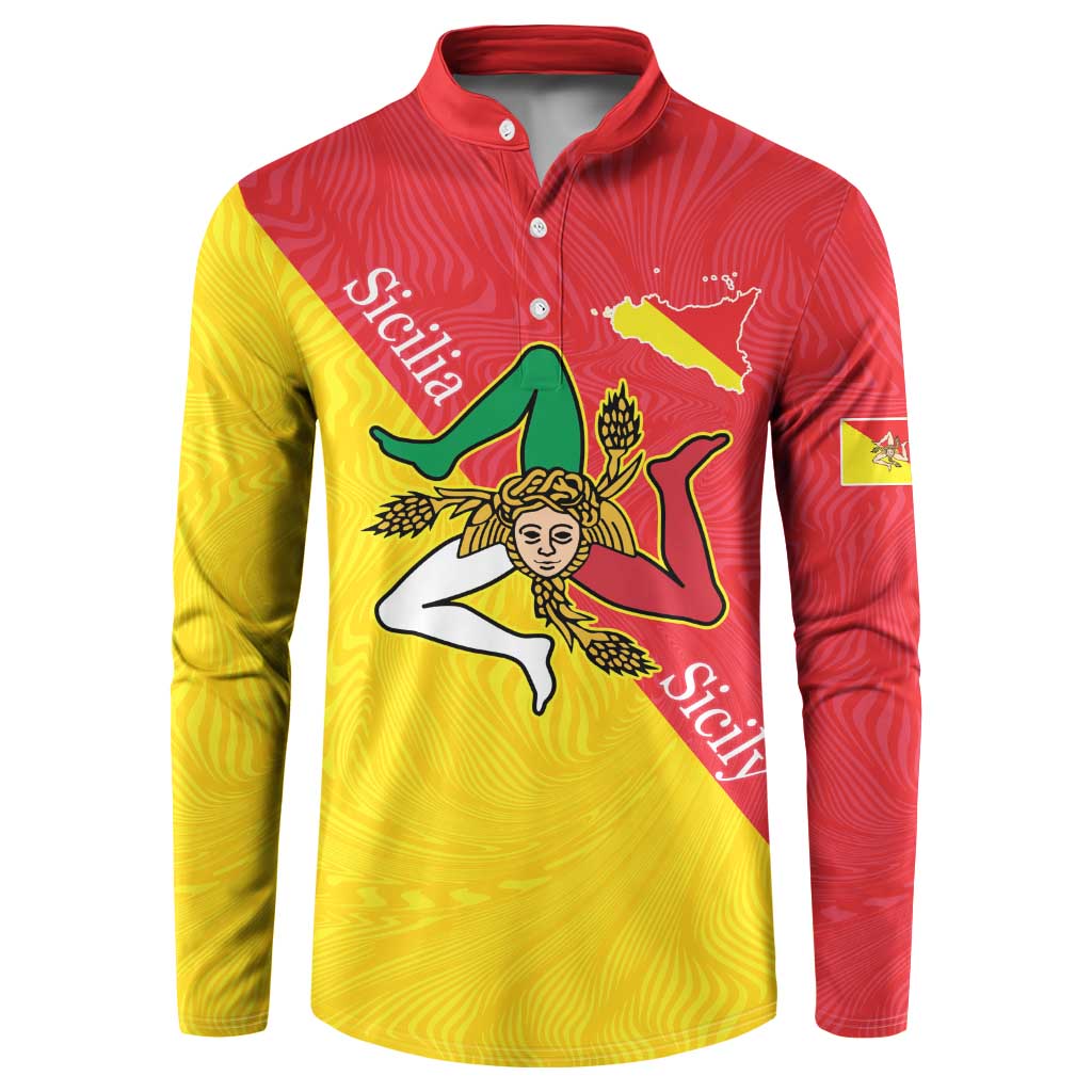 Personalized Italy Sicily Button Sweatshirt Sicilia Gorgoneion with Triskeles