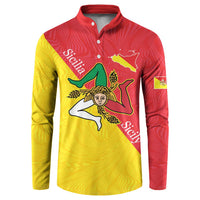 Personalized Italy Sicily Button Sweatshirt Sicilia Gorgoneion with Triskeles