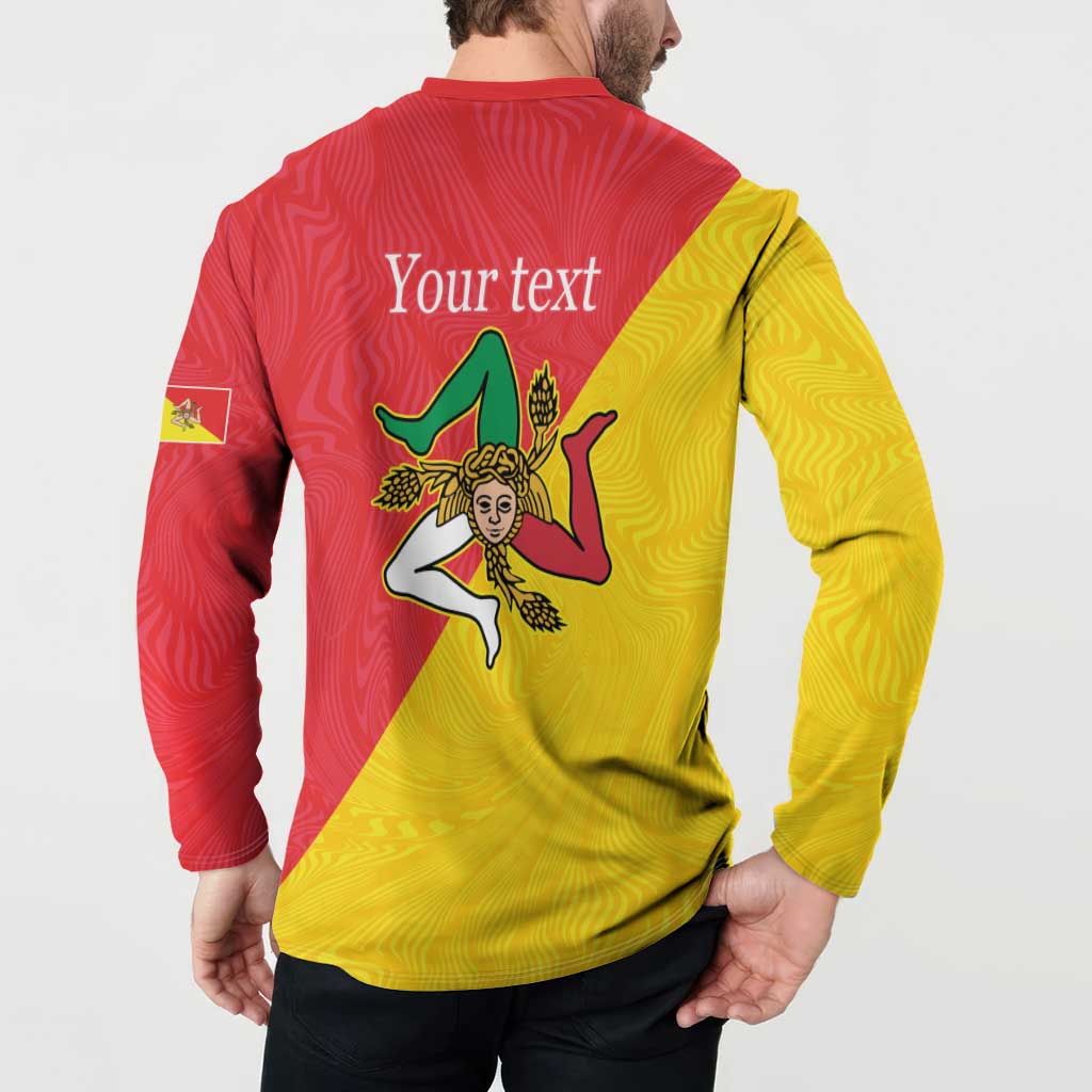 Personalized Italy Sicily Button Sweatshirt Sicilia Gorgoneion with Triskeles