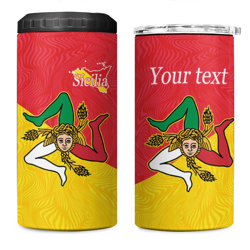 Personalized Italy Sicily 4 in 1 Can Cooler Tumbler Sicilia Gorgoneion with Triskeles