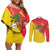 Personalized Italy Sicily Couples Matching Off Shoulder Short Dress and Long Sleeve Button Shirt Sicilia Gorgoneion with Triskeles