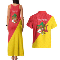 Personalized Italy Sicily Couples Matching Tank Maxi Dress and Hawaiian Shirt Sicilia Gorgoneion with Triskeles