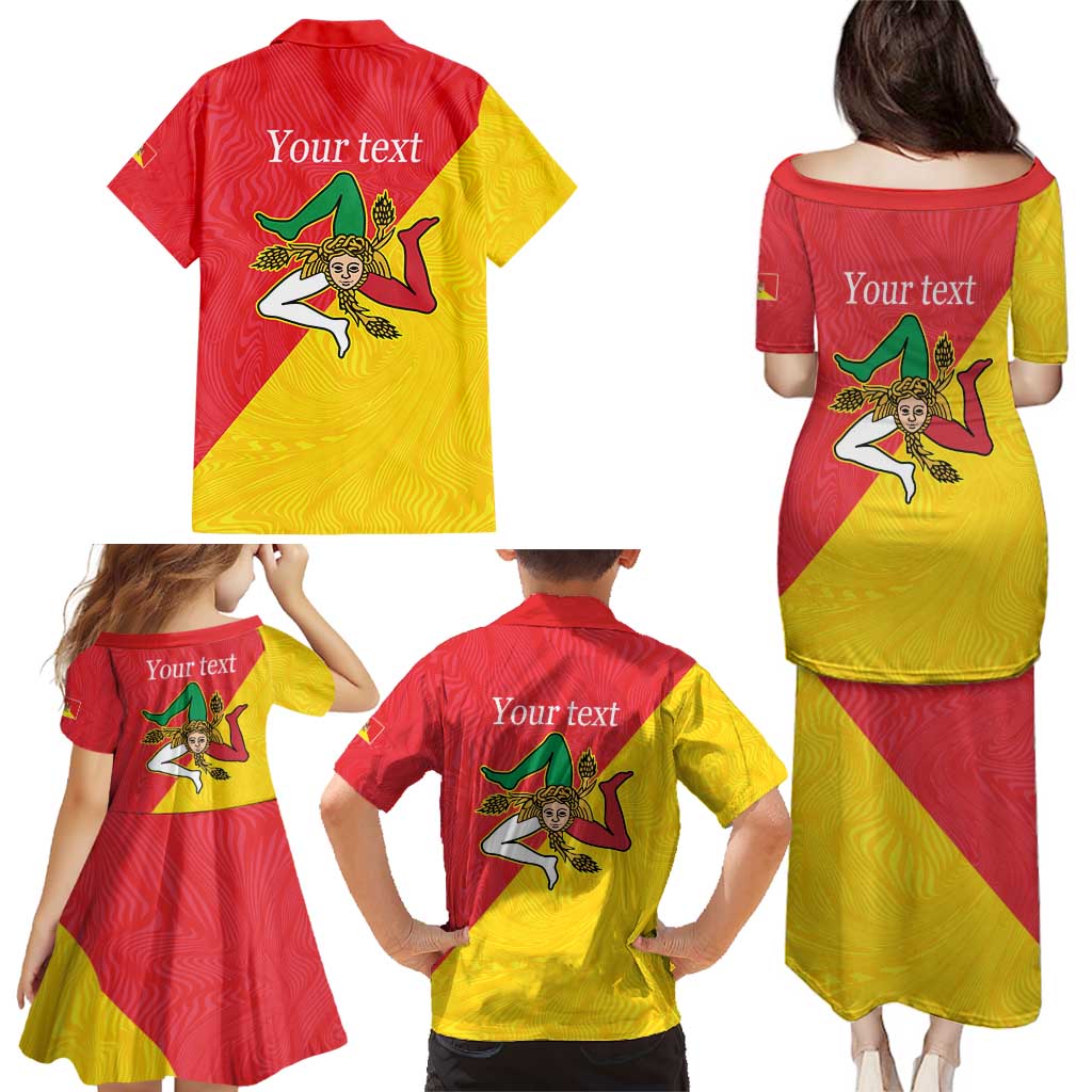 Personalized Italy Sicily Family Matching Puletasi and Hawaiian Shirt Sicilia Gorgoneion with Triskeles