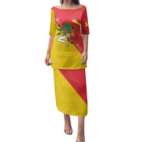 Personalized Italy Sicily Family Matching Puletasi and Hawaiian Shirt Sicilia Gorgoneion with Triskeles