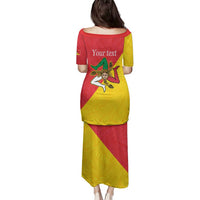 Personalized Italy Sicily Family Matching Puletasi and Hawaiian Shirt Sicilia Gorgoneion with Triskeles