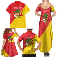 Personalized Italy Sicily Family Matching Summer Maxi Dress and Hawaiian Shirt Sicilia Gorgoneion with Triskeles