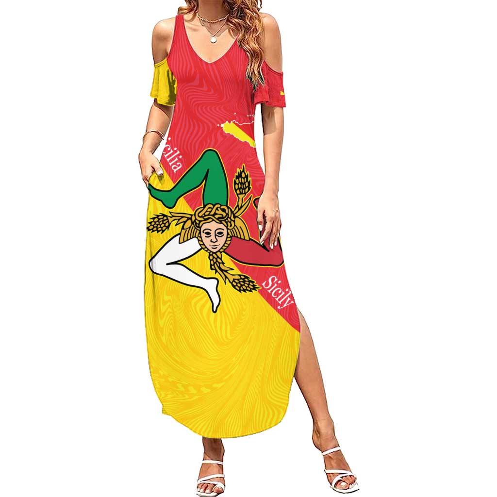 Personalized Italy Sicily Family Matching Summer Maxi Dress and Hawaiian Shirt Sicilia Gorgoneion with Triskeles