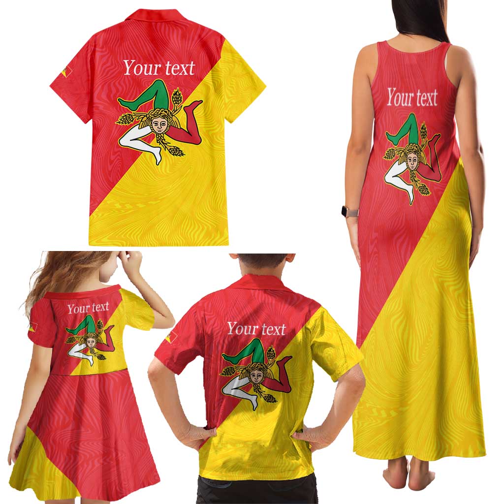 Personalized Italy Sicily Family Matching Tank Maxi Dress and Hawaiian Shirt Sicilia Gorgoneion with Triskeles