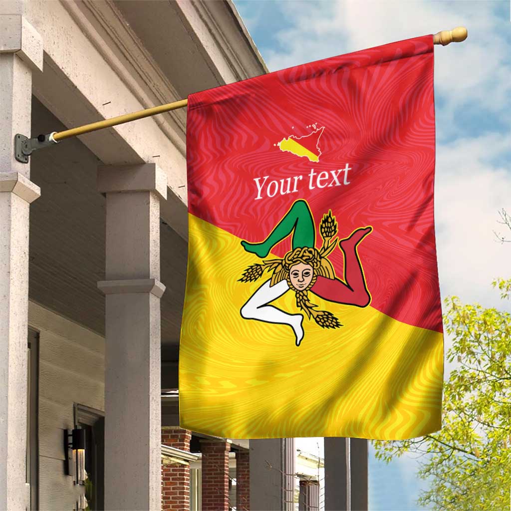Personalized Italy Sicily Garden Flag Sicilia Gorgoneion with Triskeles