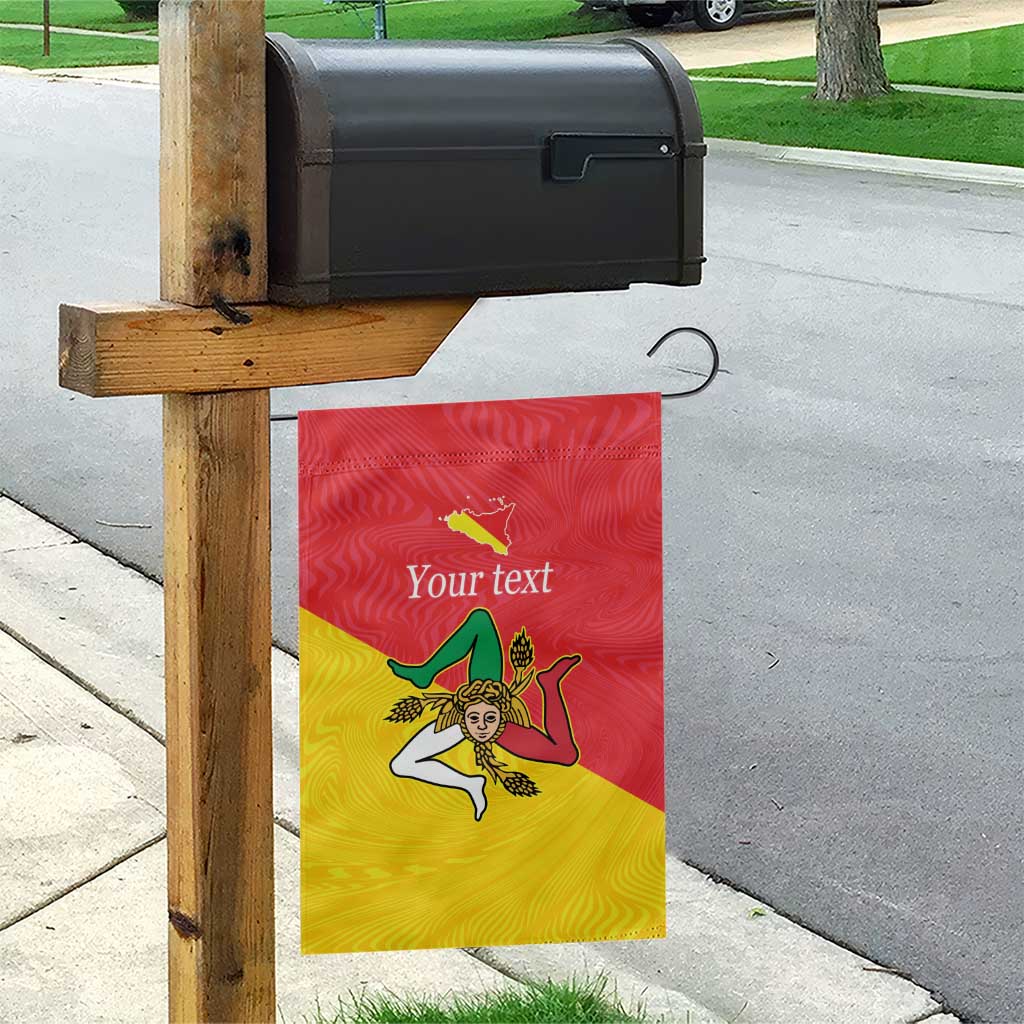 Personalized Italy Sicily Garden Flag Sicilia Gorgoneion with Triskeles