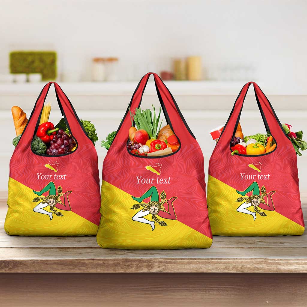 Personalized Italy Sicily Grocery Bag Sicilia Gorgoneion with Triskeles