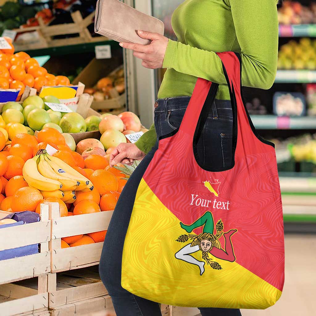 Personalized Italy Sicily Grocery Bag Sicilia Gorgoneion with Triskeles